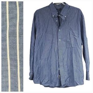 Croft & Barrow Blue Striped Dress Shirt XL 17.5–18 34/35 Classic Fit Business
